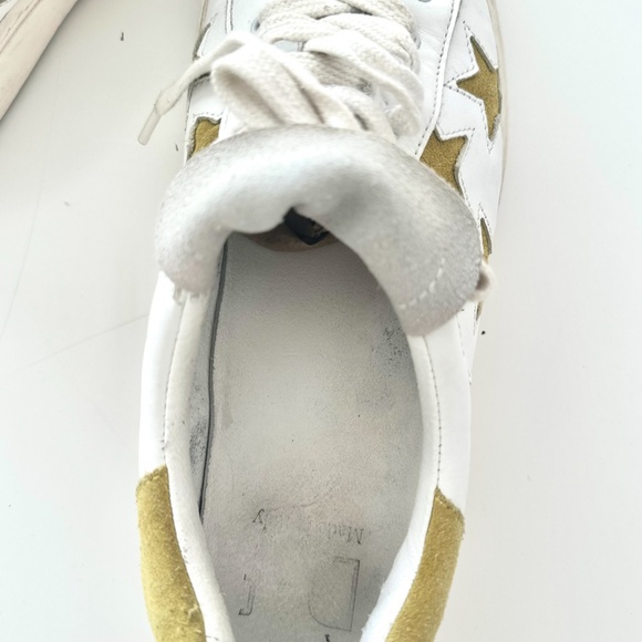 Leather Athletic Shoes - Made in Italy - white and yellow stars - Size 40 - Picture 3 of 4